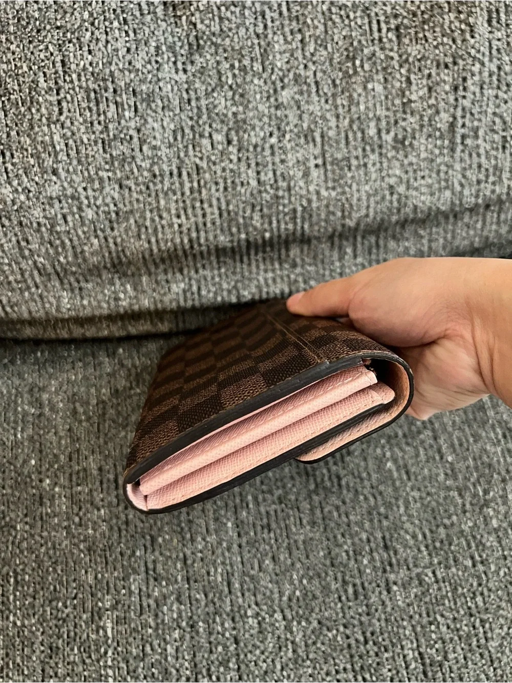 Louis Vuitton Brown Damier Envelope Wallet with Gold Snap